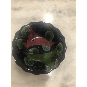 Talavera Bowl With Peppers 4 x 1 Inch Cobalt Blue